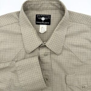 Flying R Ranchwear Men's Long Sleeve Pearl Snap 36 17 1/2 Brown Check Cowboy
